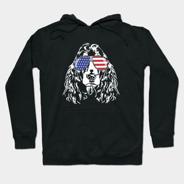 Proud patriotic Cocker Spaniel with American Flag sunglasses Hoodie by wilsigns